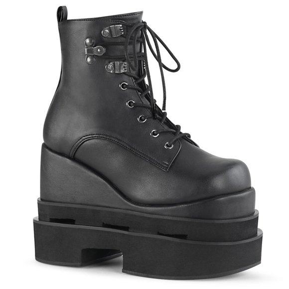 Demonia Shoes - Demonia Black Vegan Leather Goth Platform Boot